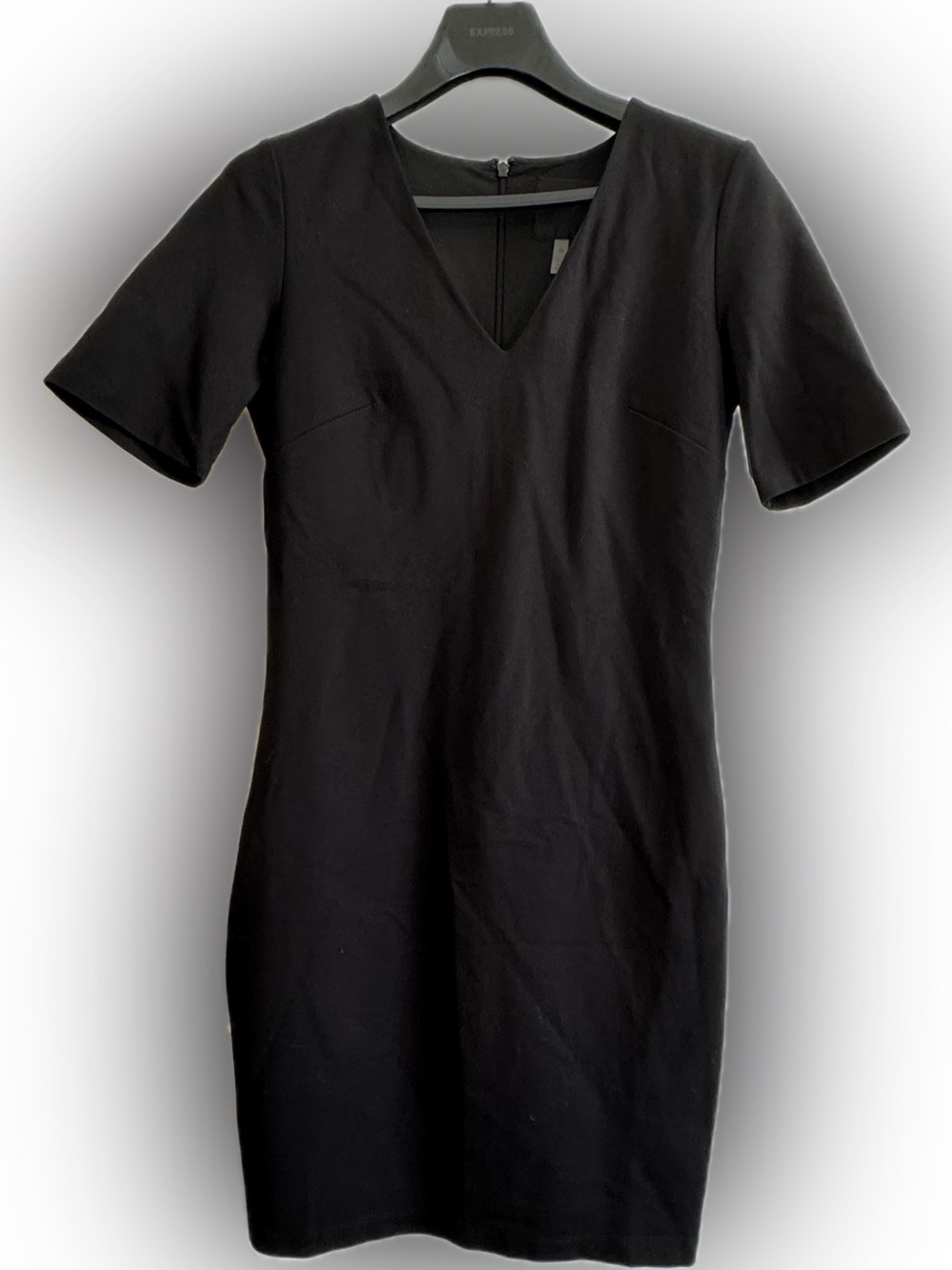 White House Black Market Black The Aura Collection V-Neck Short Sleeve Dress - Picture 3 of 5
